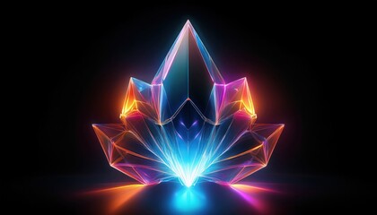 Naklejka premium A dazzling crystal formation glows with vibrant colors, enchanting the imagination.