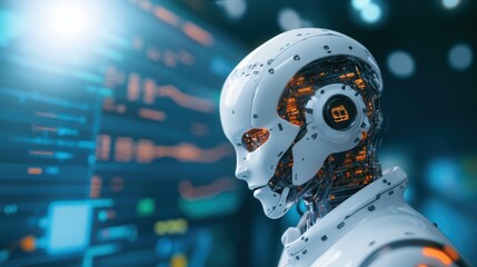 Robotic innovation showcase tech lab digital art futuristic close-up