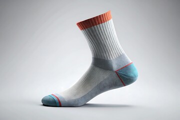 Sock with blue and orange stripes