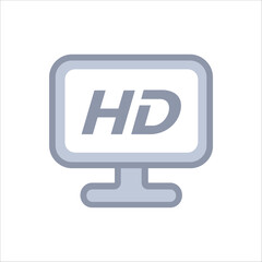 Sleek HD type icon, ideal for media, video quality, and display design.
