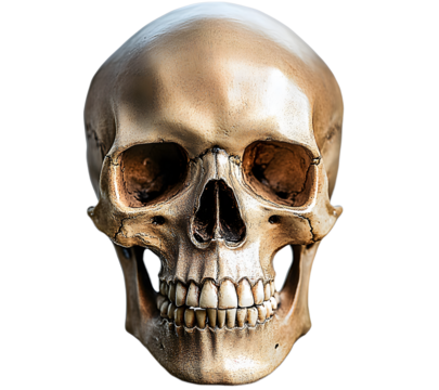 Sskull isolated on transparent background, front view, Generative AI