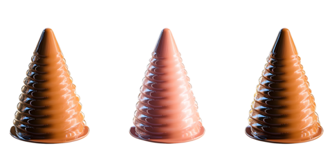 Set of cones isolated on a transparent background. Generative AI.
