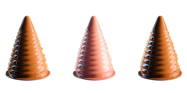 Set of cones isolated on a transparent background. Generative AI.