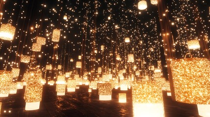 Obraz premium Shimmering lights abstract design in golden hues and artistic flare