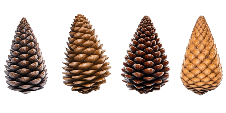 Set of cones isolated on a transparent background. Generative AI.