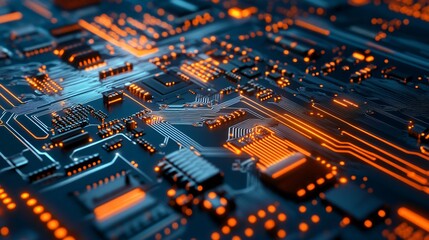 Computer Circuit Board Close-Up View