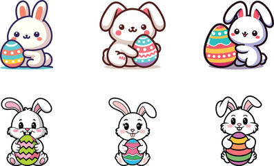 easter bunny vector illustration set