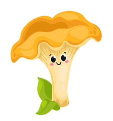 Cute cartoon mushroom. Vector illustration isolated on white background.