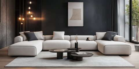 A modern living room showcasing stylish furniture and elegant decor
