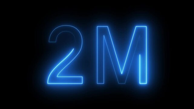 2M text animation on black background.
