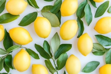 Bright yellow lemons arranged organically on a clean white surface showcasing vibrant color and natural textures for culinary inspiration
