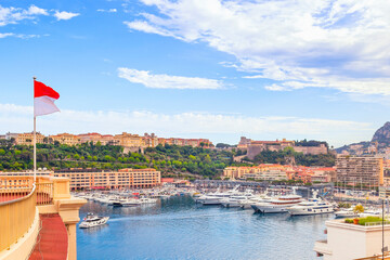 Monaco Principality cityscape, Port Hercules aerial view