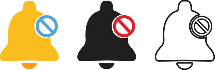 Notification bell icon in flat, line set isolated on transparent background