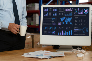 Business data dashboard provide business intelligence analytic for marketing strategy planning snugly with big data set to analyze customer demands and foreseeing business future