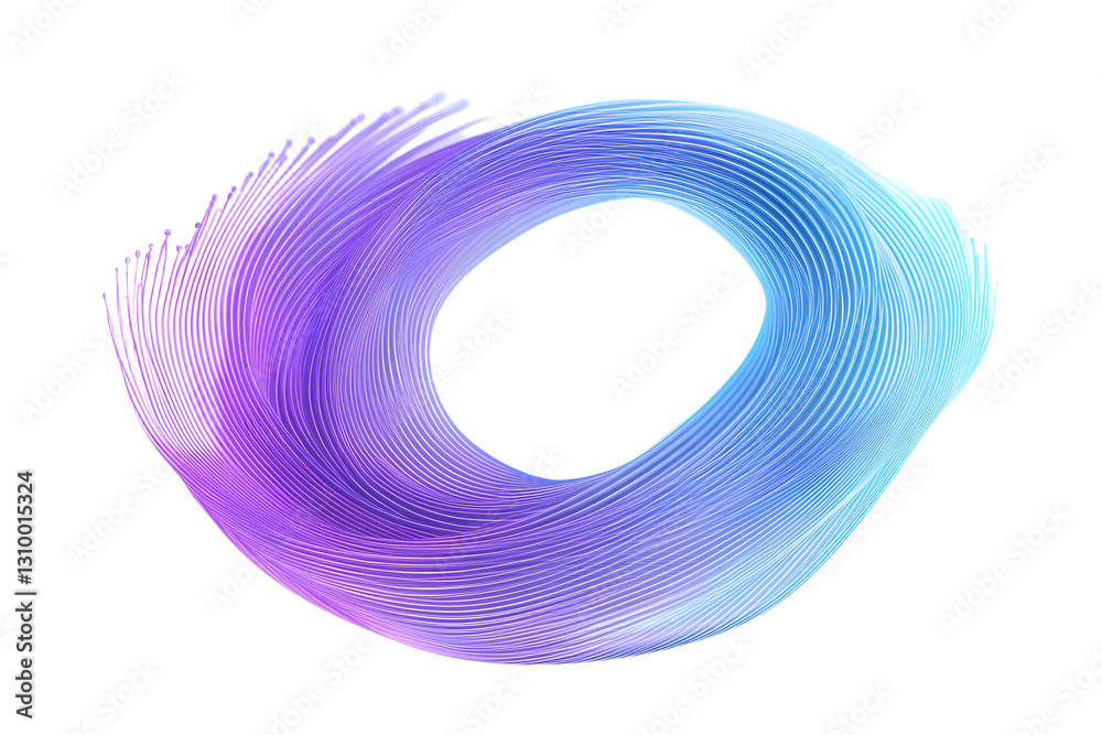 Poster abstract wavy dynamic lines circle round curve shape blue purple gradient isolated on transparent ba