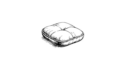 Vintage sketch of a soft, plush cushion on a minimalist background  