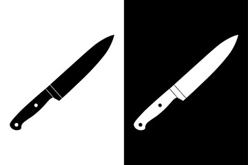 Black and White Knife Silhouette Perfect for Culinary & Kitchen Designs