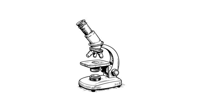Vintage microscope sketch illustration on white background  