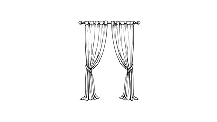 Vintage sketch of elegant curtains against a white background  