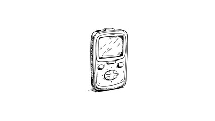Vintage sketch of a handheld gaming device  