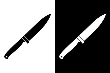 Classic Butcher Knife Icon Black and White Silhouette Vector for Meat & Culinary Work.