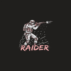 Fototapeta premium : A-bold-and-stylized-black-and-white-silhouette-raider vector art illustration.