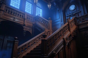 Obraz premium Building Staircase with Clock