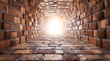Sunlit brick tunnel leading to bright opening