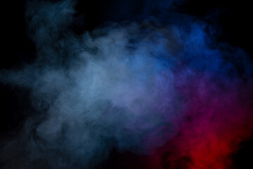Blue and yellow steam on a black background.