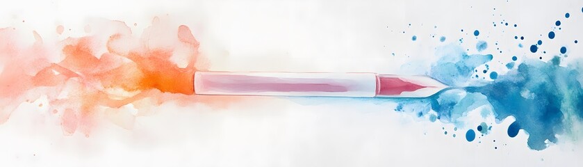 Fototapeta premium A vibrant blend of colors with a pen creating artistic splashes of emotion and creativity.