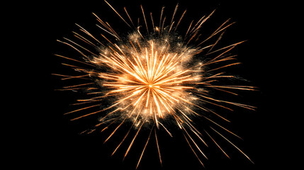 Fototapeta premium Bright golden firework exploding against black night sky