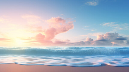 Naklejka premium A sandy blue gradient with sea and clouds, creating a calm, serene, and peaceful atmosphere.