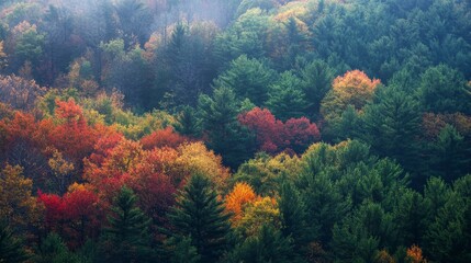 Aerial exploration of a lush evergreen forest nature photography serene environment aerial view blend of evergreens