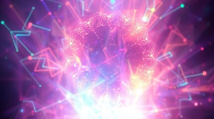 Kaleidoscope Grid: A Digital Rendering of a Vibrant, Textured Holographic Surface