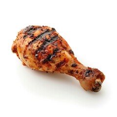 Chicken Leg & Lettuce Isolated on White &ndash; Healthy Meal Cutout, Transparent Background for Diet Plans