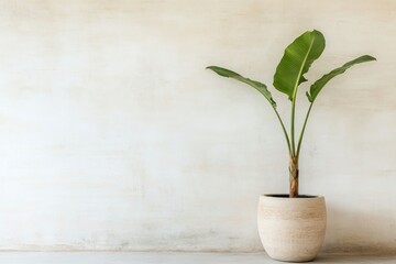 Indoor Plant in a Tall Ceramic Pot with Simple Decor