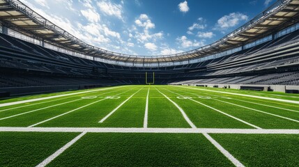 Obraz premium Endless football field open space sports scene rural setting aerial perspective expansive landscape