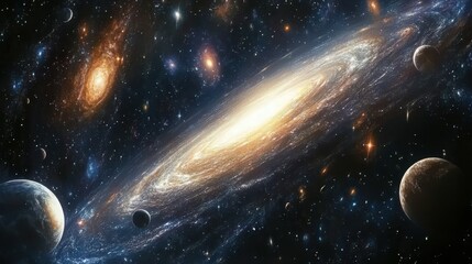 Spectacular Cosmic Canvas: Galaxy, Planets, and Nebulae in a Breathtaking Panorama of Deep Space