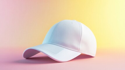 Fototapeta premium White baseball cap on pastel background