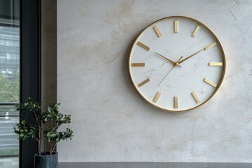 Golden Accented Large Elegant Wall Clock