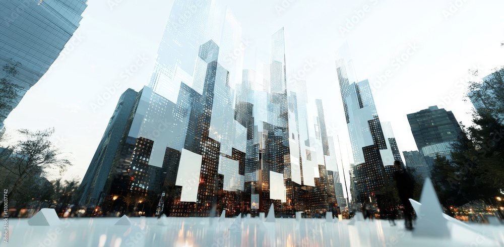 Poster image composed of blue technological interface and binary code