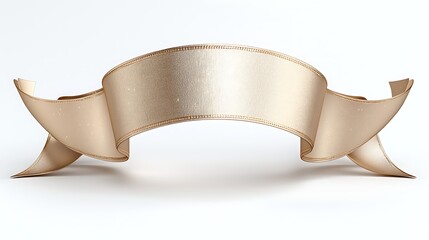 Beige ribbon banner, curved, isolated