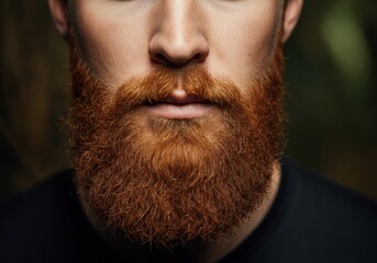 Obraz premium Close-up of a man with a vibrant red beard and intense gaze