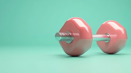 Pink dumbbells on mint green background (1)