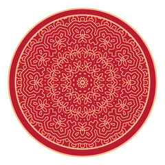 Vector Japanese pattern in oriental geometric traditional style. Festive ornament for lunar chinese new year decoration. Red and golden asian creative motif. Abstract Waves and Circles.