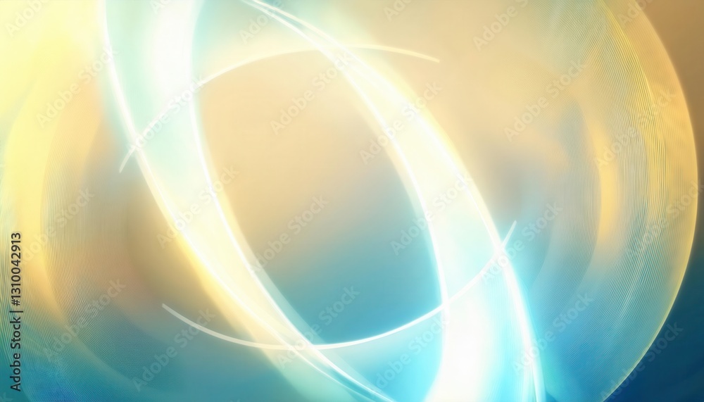 Poster abstract light wave background with soft golden and blue gradients, ideal for technology, innovation