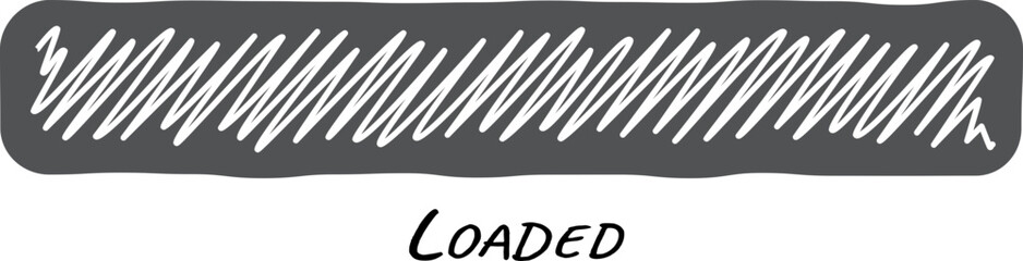 Handdrawn loading bar graphic.  Simple, stylish design perfect for websites, apps, presentations, and social media.  Communicates completion or progress.
