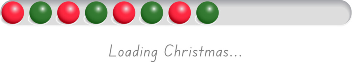 Playful festive loading bar graphic with alternating red and green spheres. Perfect for Christmas websites, social media, and holidaythemed app interfaces.