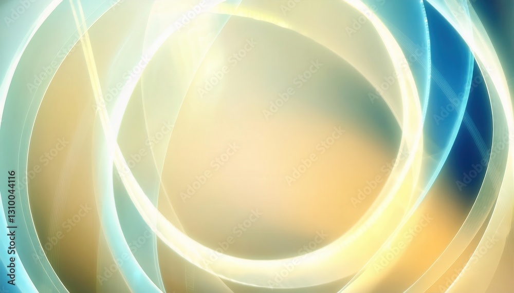 Poster abstract light wave background with soft golden and blue gradients, ideal for technology, innovation