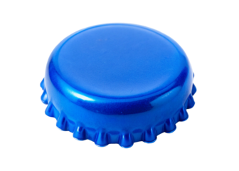 Electric blue  bottle cap on white background